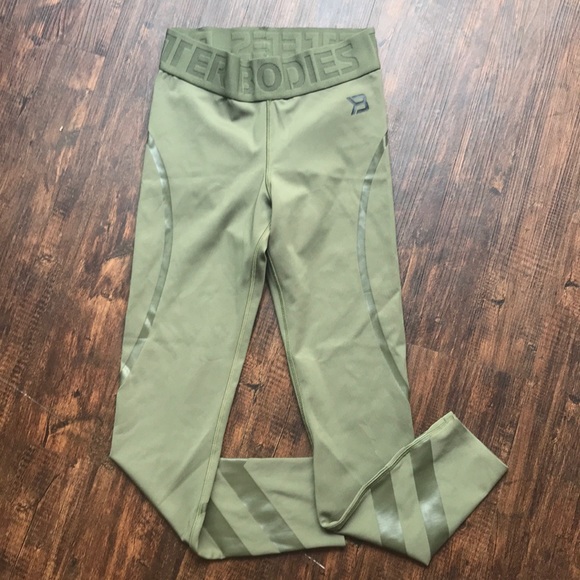 BETTER BODIES Pants - Better Bodies Mid-Rise Khaki Green Workout Tights